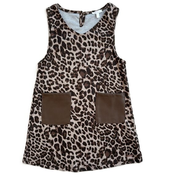 Tahari Other - Tahari Girl size 6 Dress Leopard Print Sleeveless Faux Leather Pockets